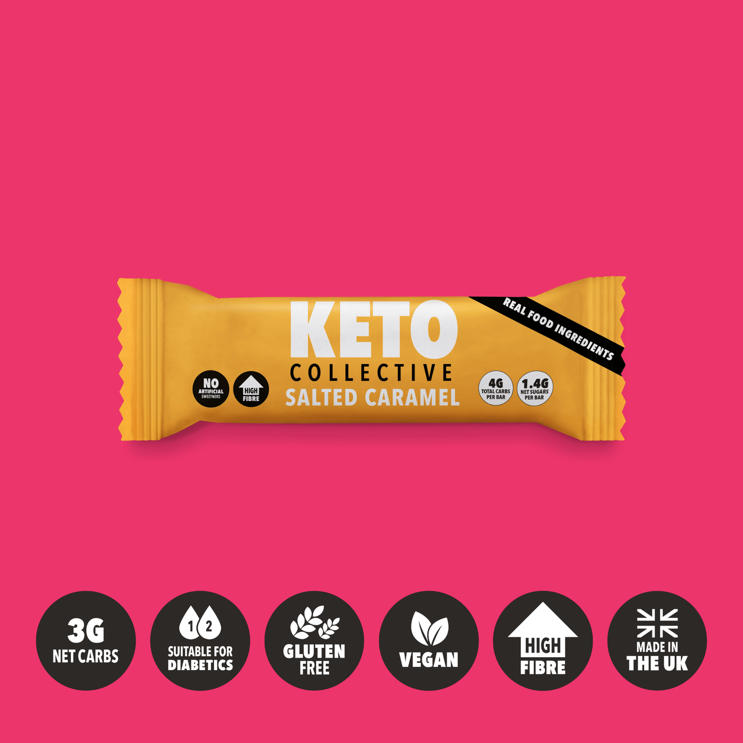 keto collective salted caramel keto bar claims pink