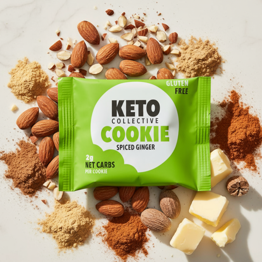 Spiced ginger keto cookies 12 pack box from The Keto Collective