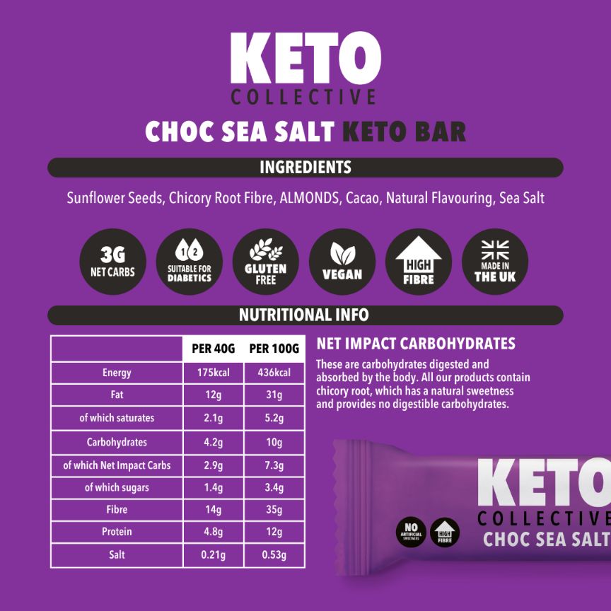 choc sea salt keto bar nutritional panel keto collective