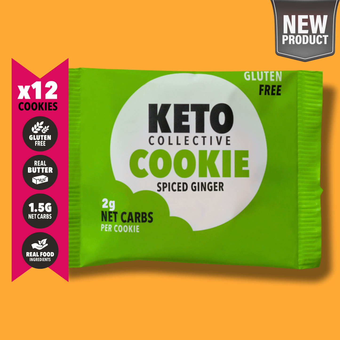 NEU! GEWÜRZTE INGWER KETO-KEKSE (30g x 12) - EU-Versand