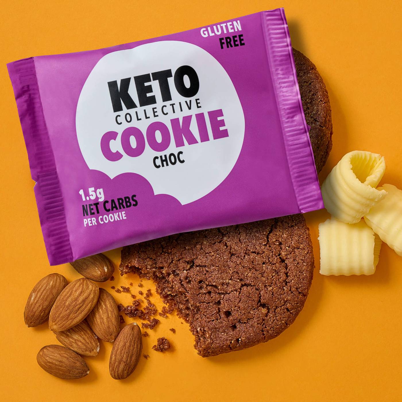 keto collective choc keto cookies orange background