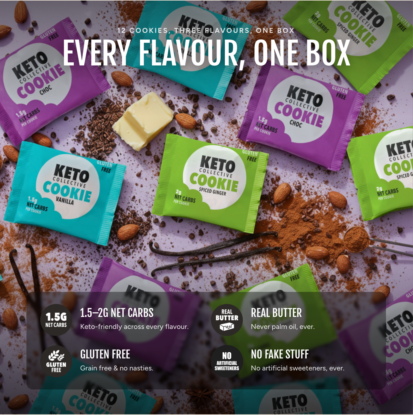 Keto-Kekse Mischbox (12 x 30g) - Versand innerhalb der EU