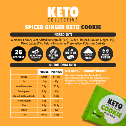 NEU! GEWÜRZTE INGWER KETO-KEKSE (30g x 12) - EU-Versand