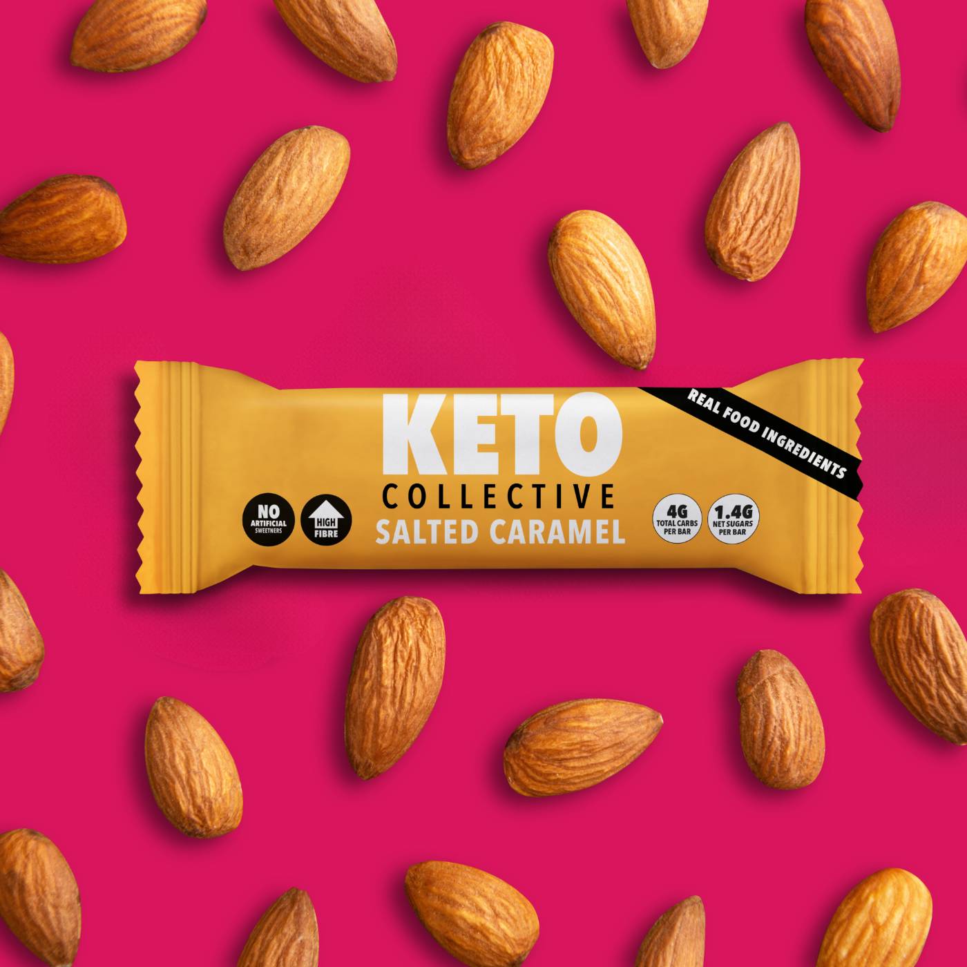 keto collective salted caramel keto bar almonds
