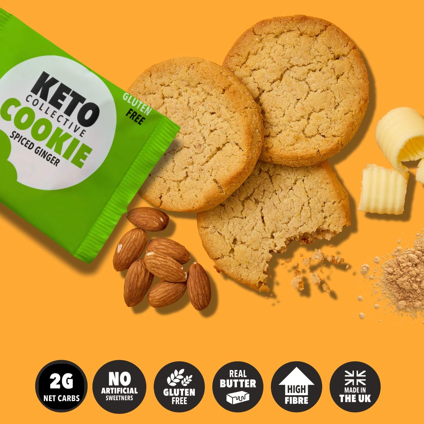 NEU! GEWÜRZTE INGWER KETO-KEKSE (30g x 12) - EU-Versand